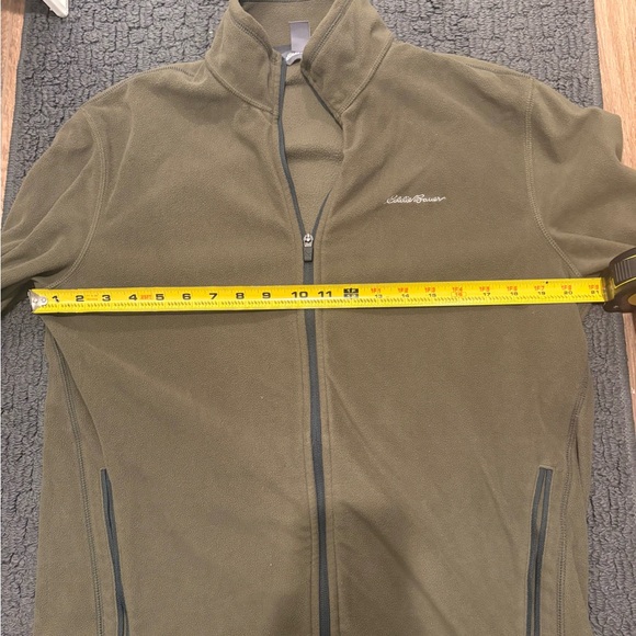Men's Olive Green Eddie Bauer Full Zip Fleece Jacket Size Medium - Picture 5 of 5
